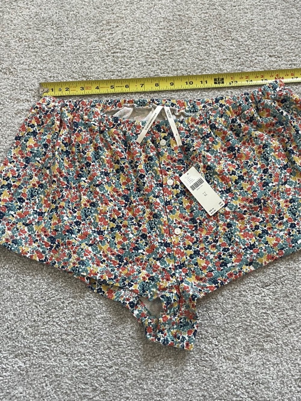 NEW Anthropologie Women’s Waffle Weave Micro Shorts Blue Motif, Size XL